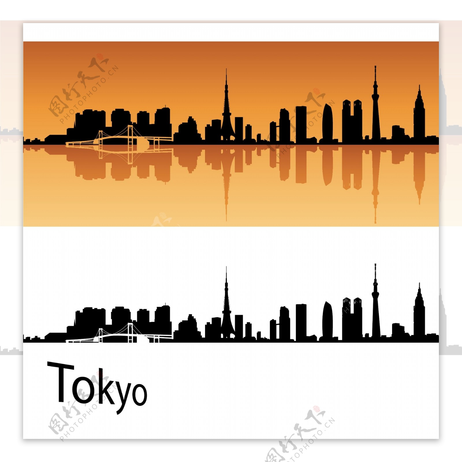 东京城市建筑剪影图片