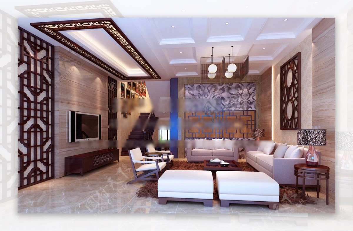 中式客厅模型图片