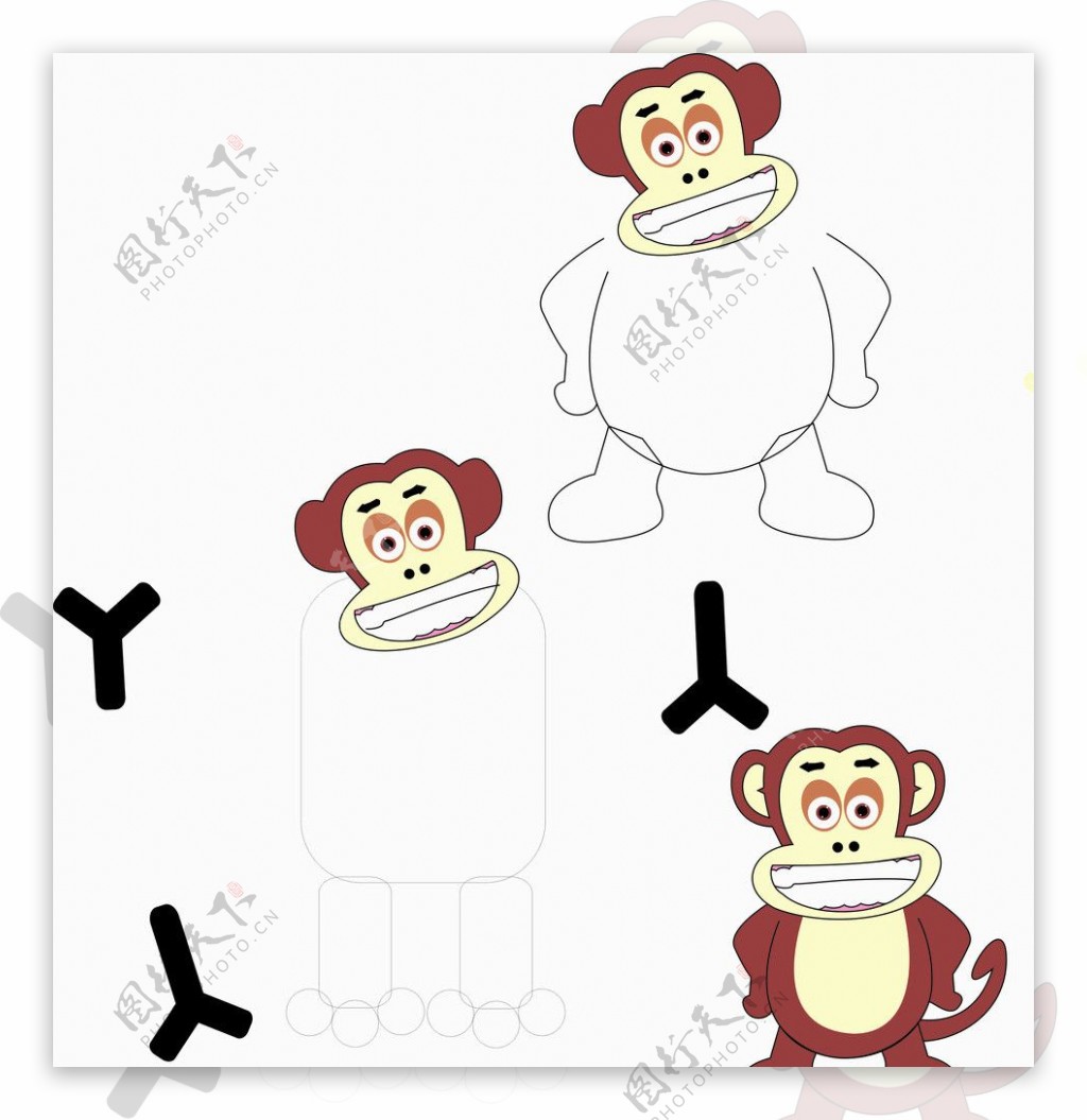 手画卡通猴子图片