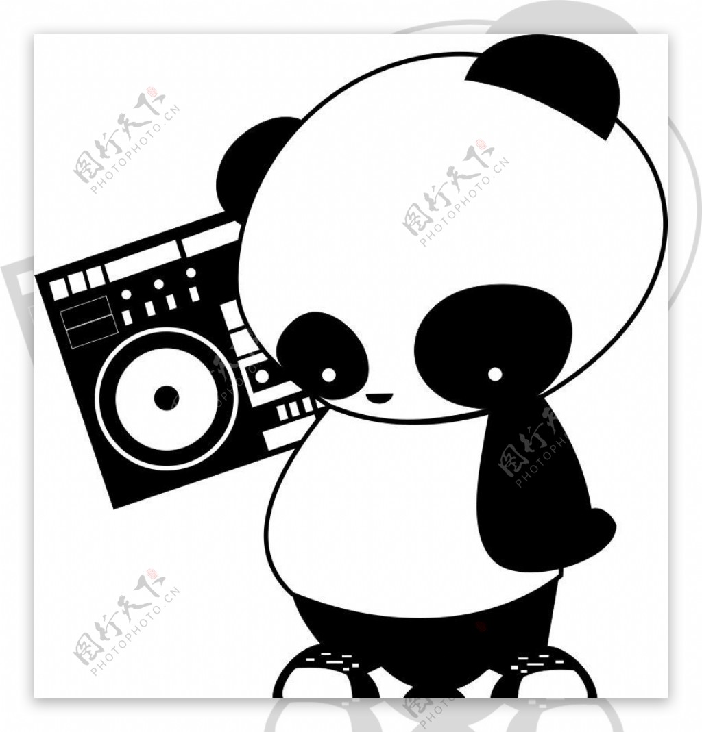 黑白卡通熊猫图片