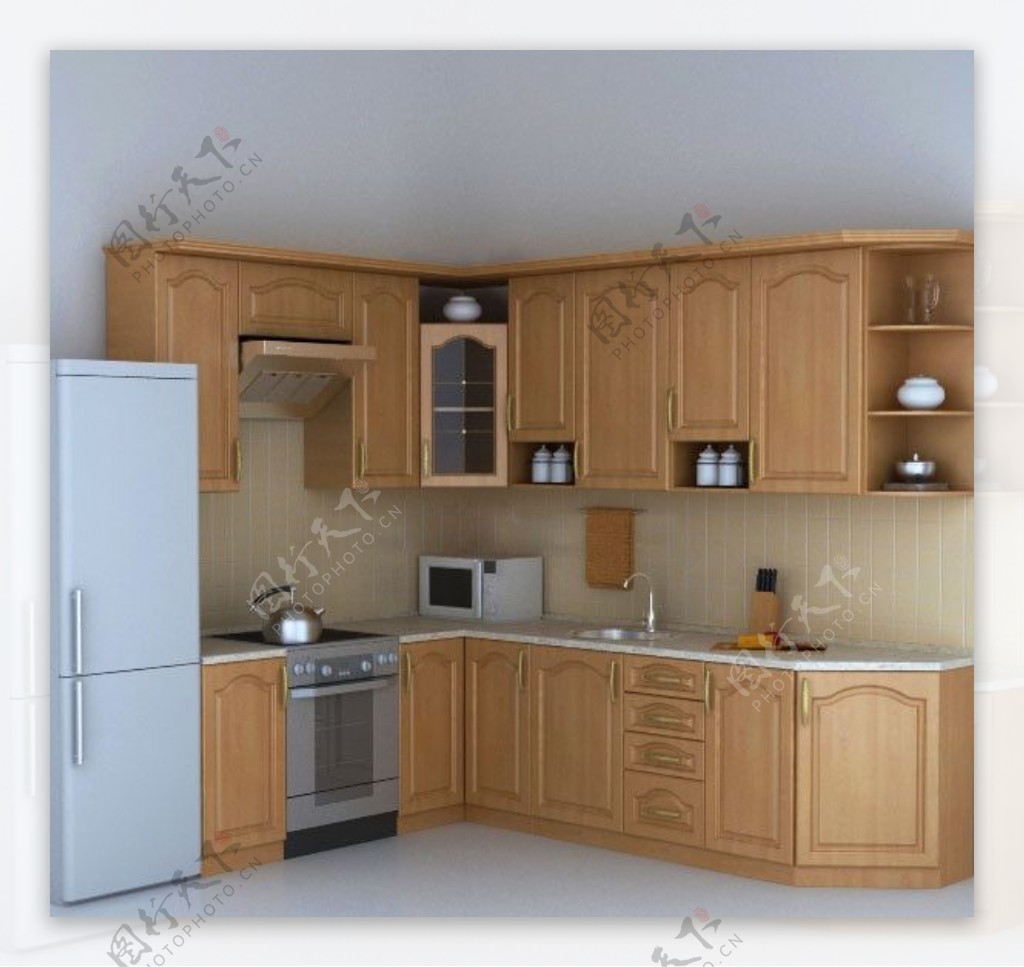 3D现代厨房模型图片