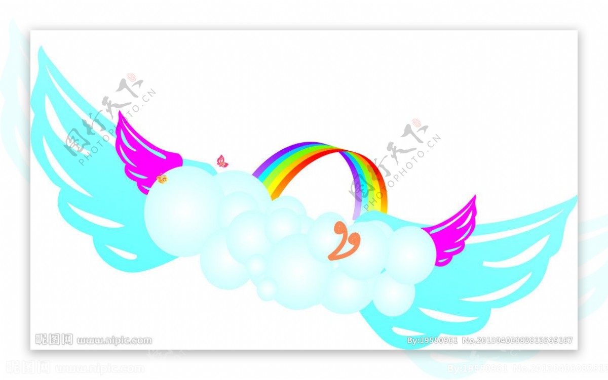 卡通彩虹翅膀图片