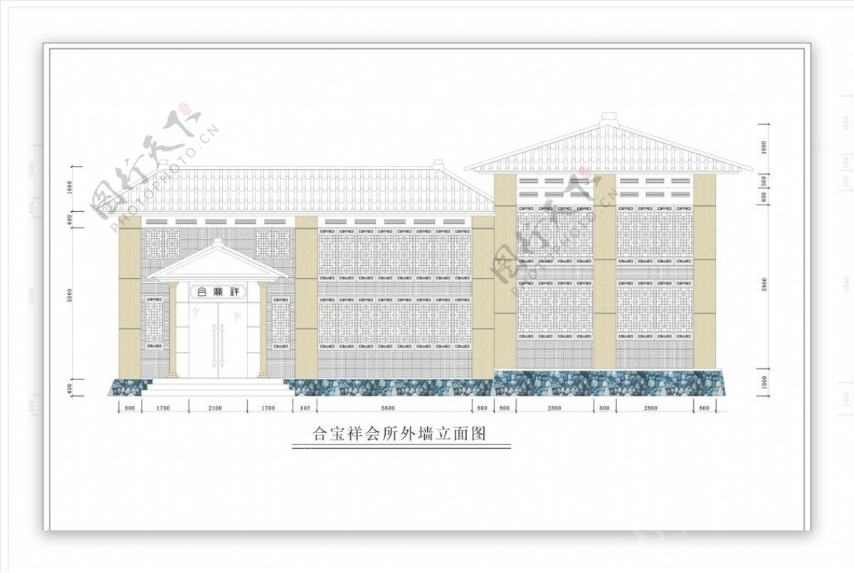 仿古外墙立面图图片