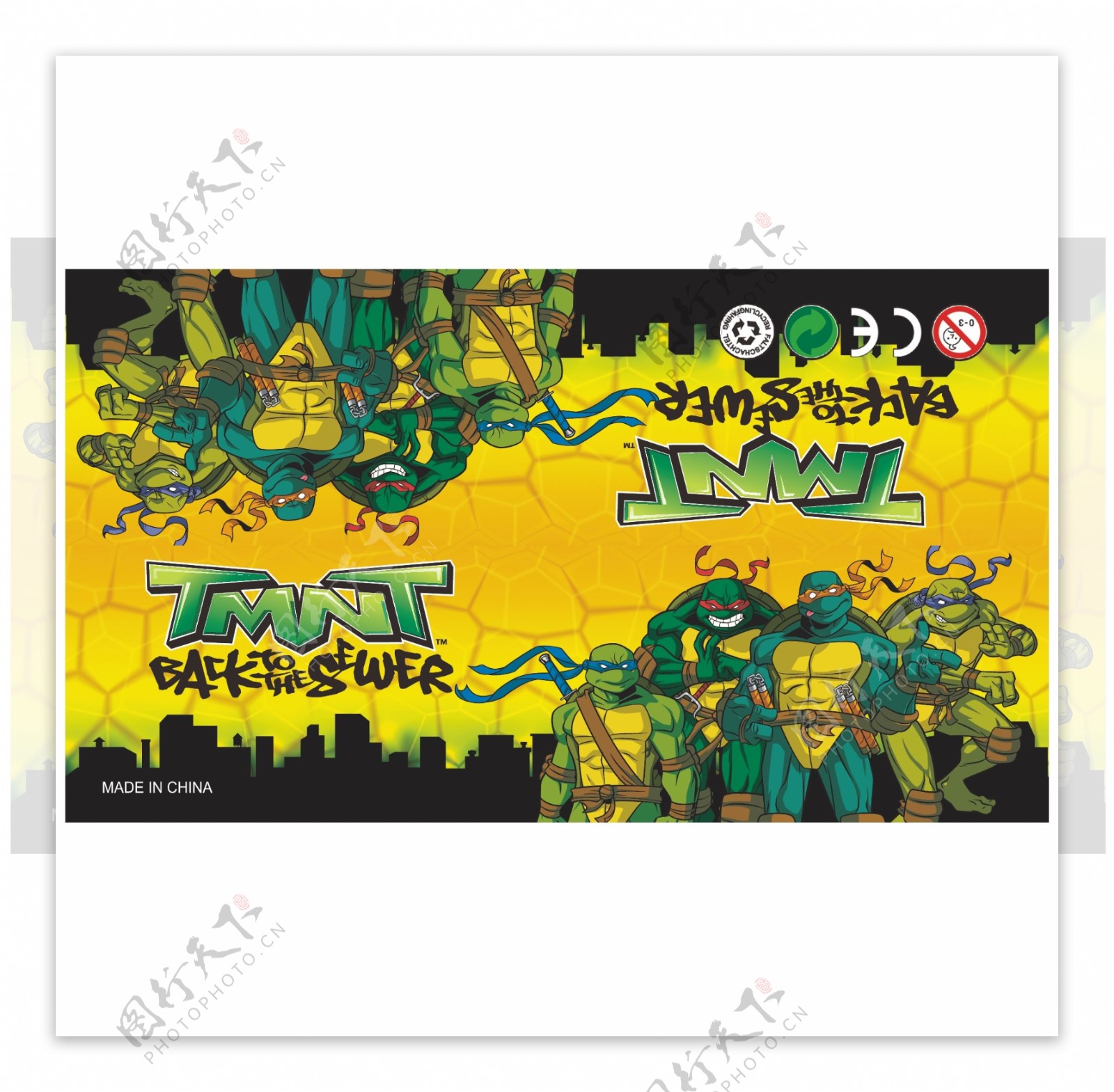 忍者神龟卡头矢量卡通包装设计图片