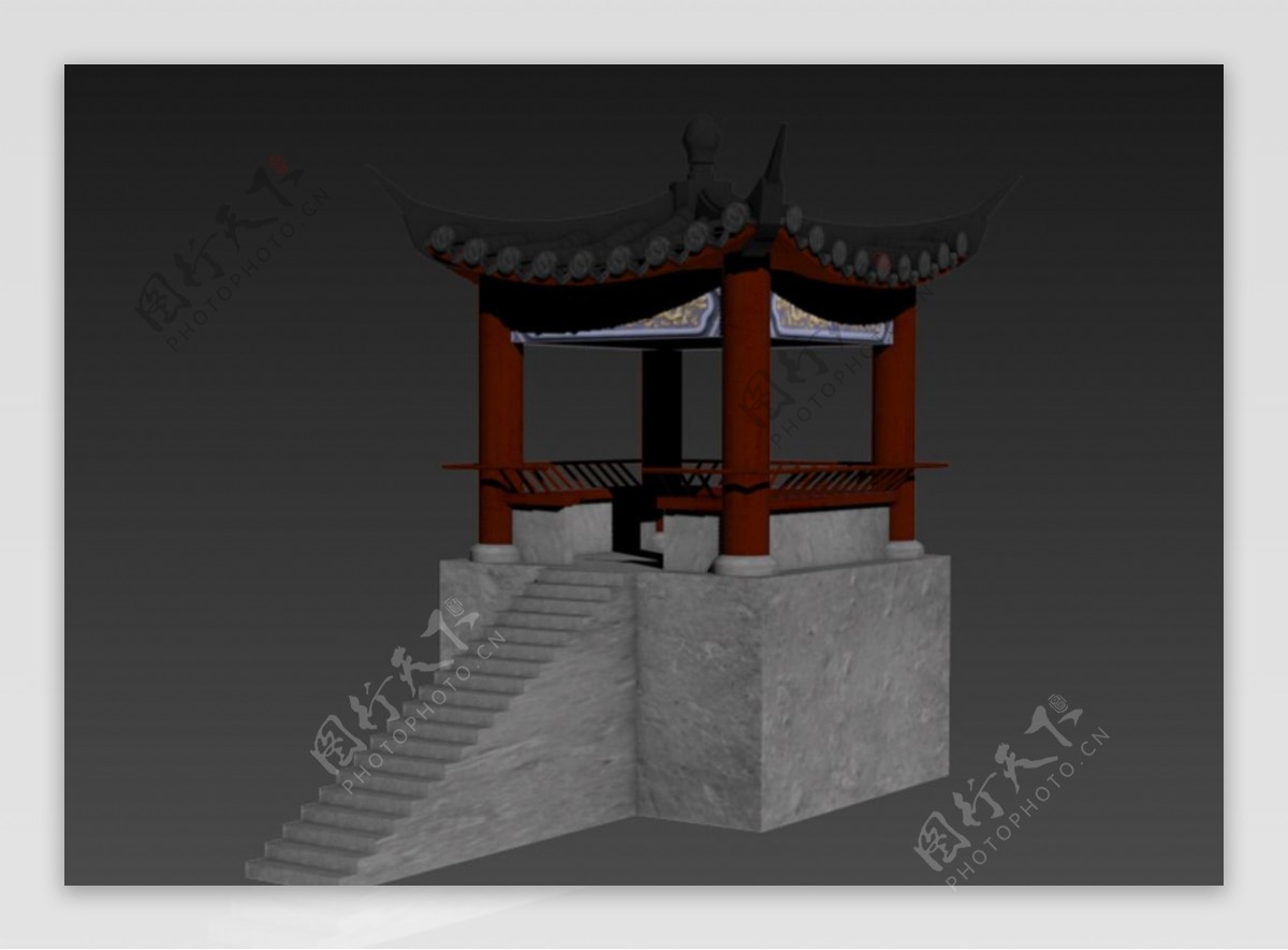 中国古代亭子3D模型图片