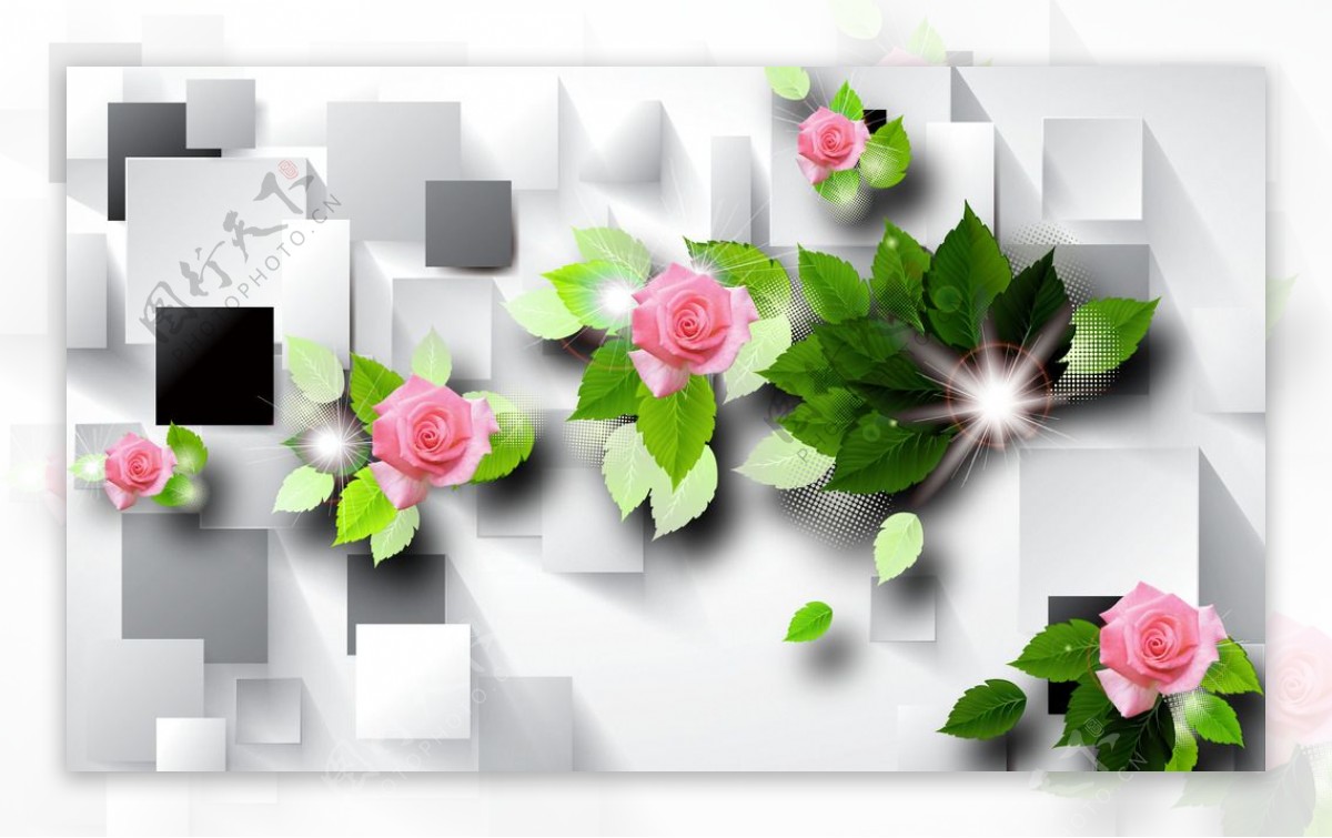 花卉3D背景墙图片