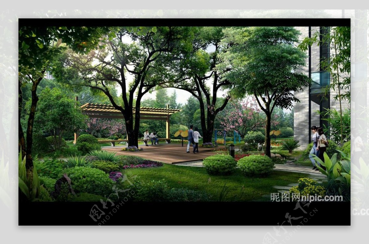 园林绿化景观设计效果图PSD素材图片