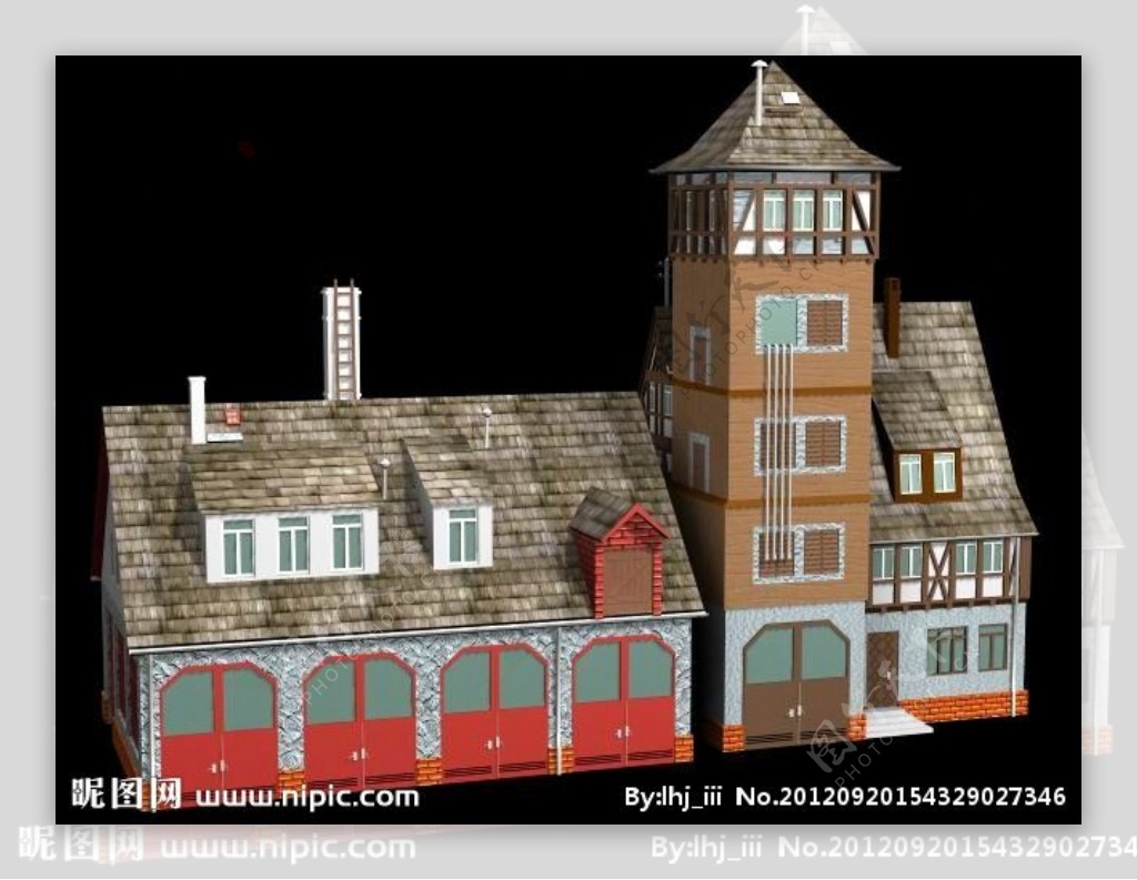 欧式商住型塔楼别墅模型图片