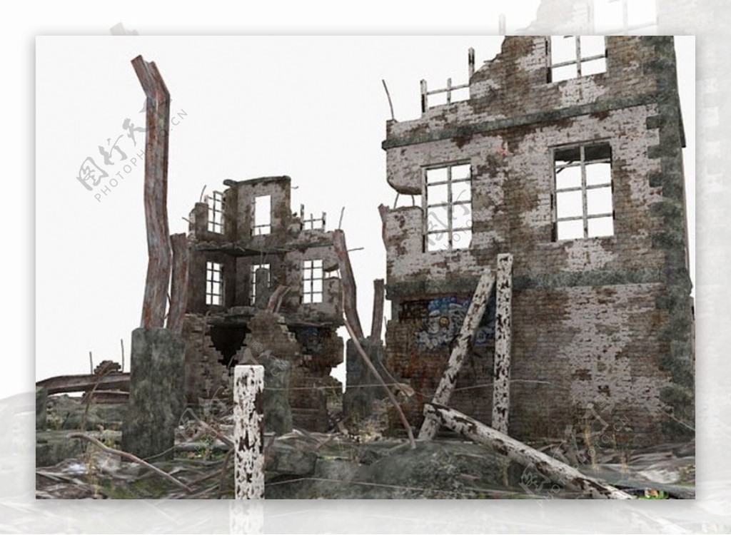 废墟场景3D素材图片