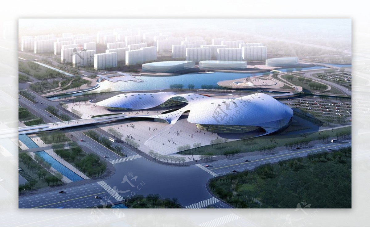 广州亚运城综合体育馆鸟瞰图图片