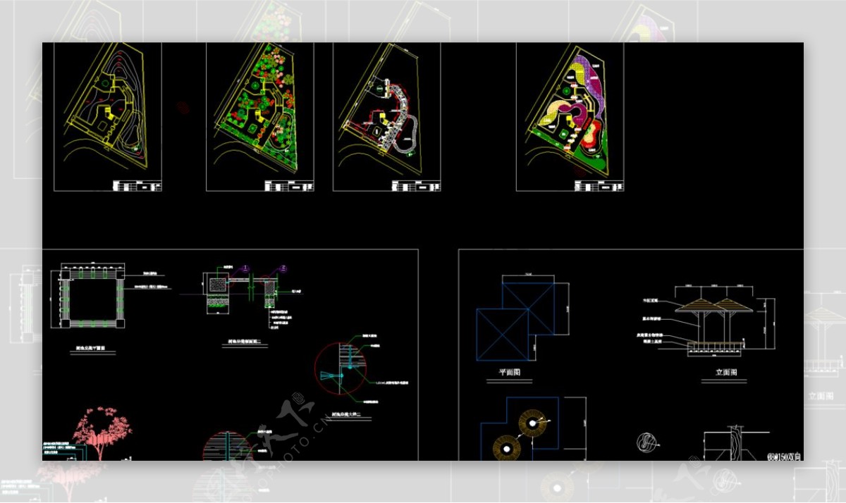 公园景观住宅小区小公园施工图图片