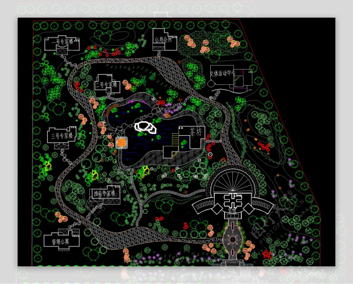 公园广场某休闲区园林规划平面图片