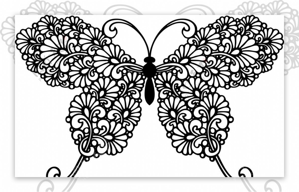 蝴蝶剪纸图案图片