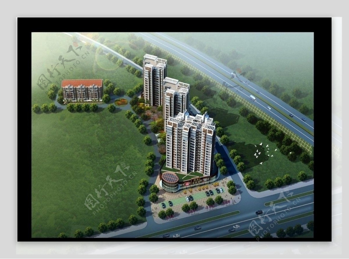 房地产景观设计鸟瞰图PSD分层素材图片