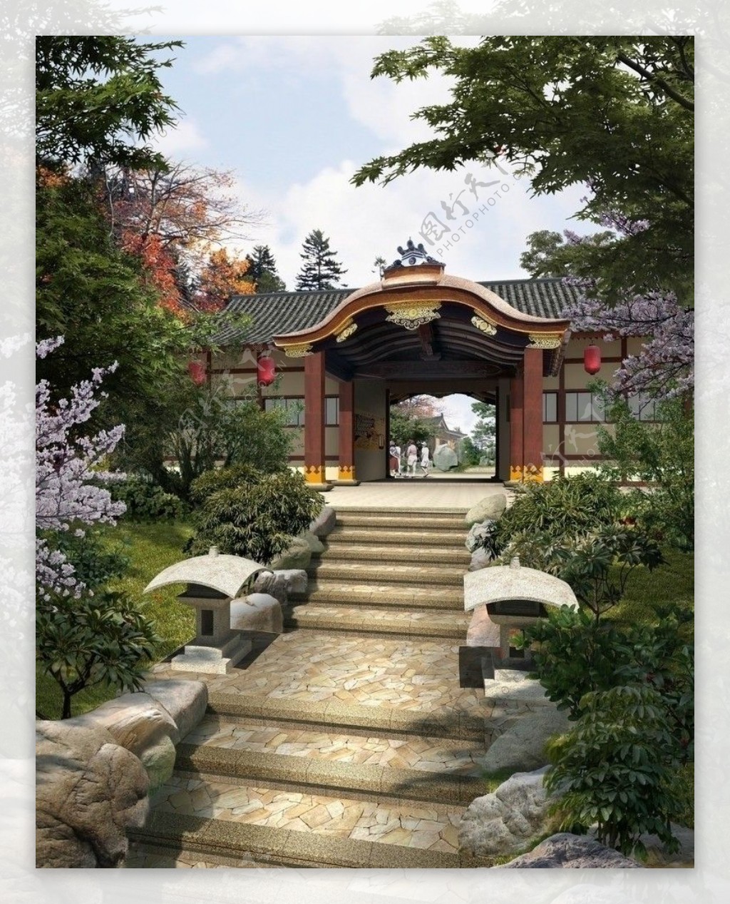 日式温泉入口图片