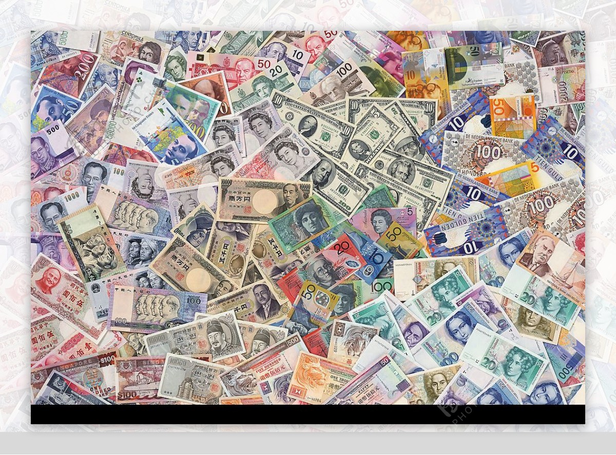 万能的金钱飘落的美元纸币实物背景素材 - 美元 - 易图网