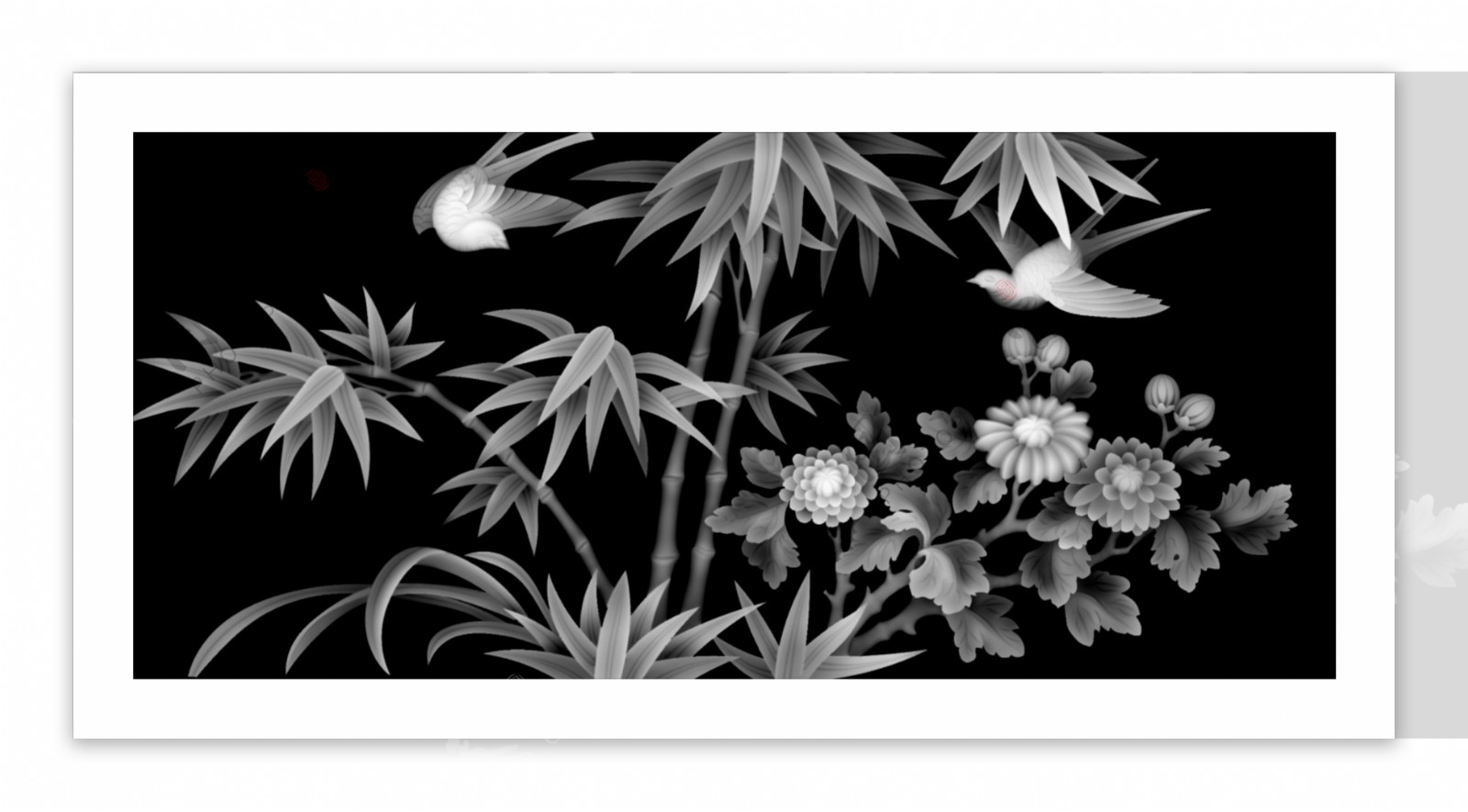 竹鸟灰度图图片