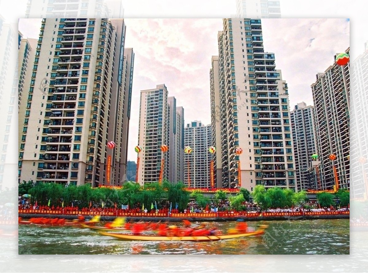 上海中远两湾城庆世博赛龙舟图片