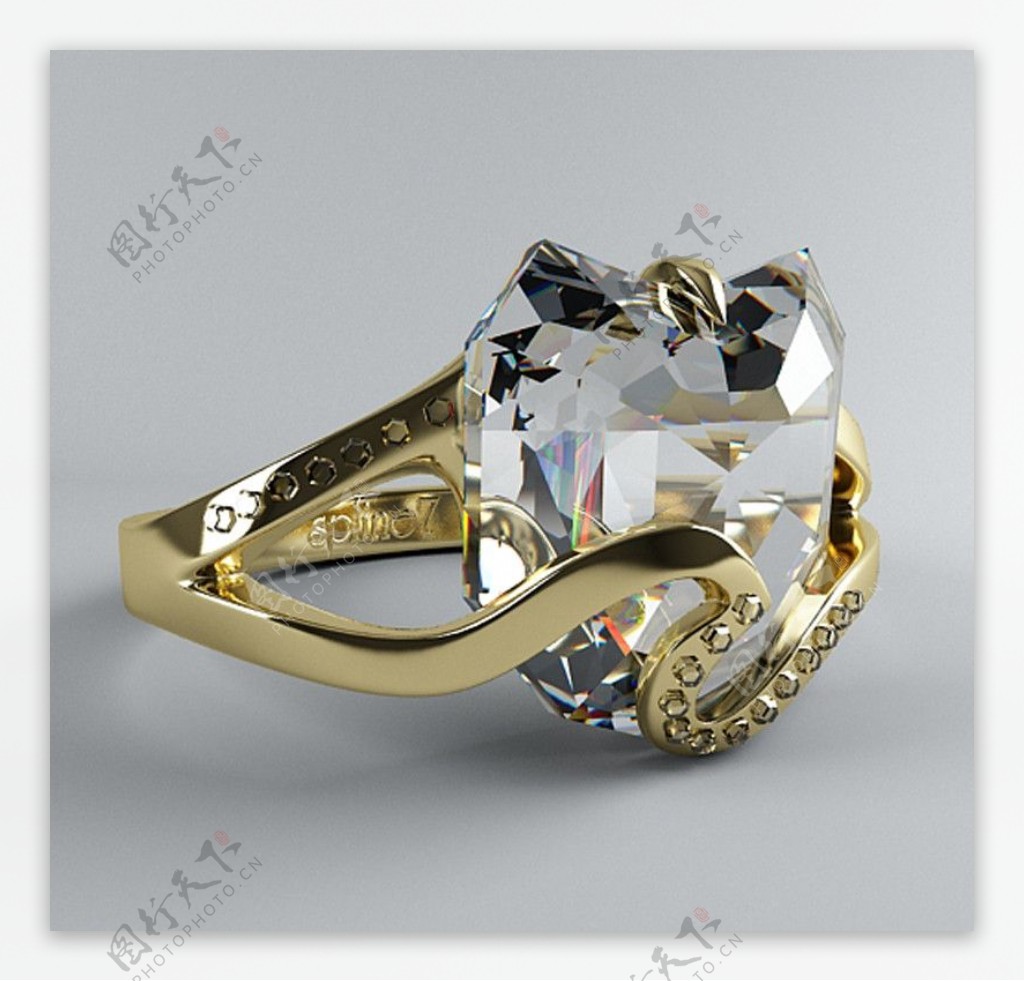 3D钻石戒指模型图片