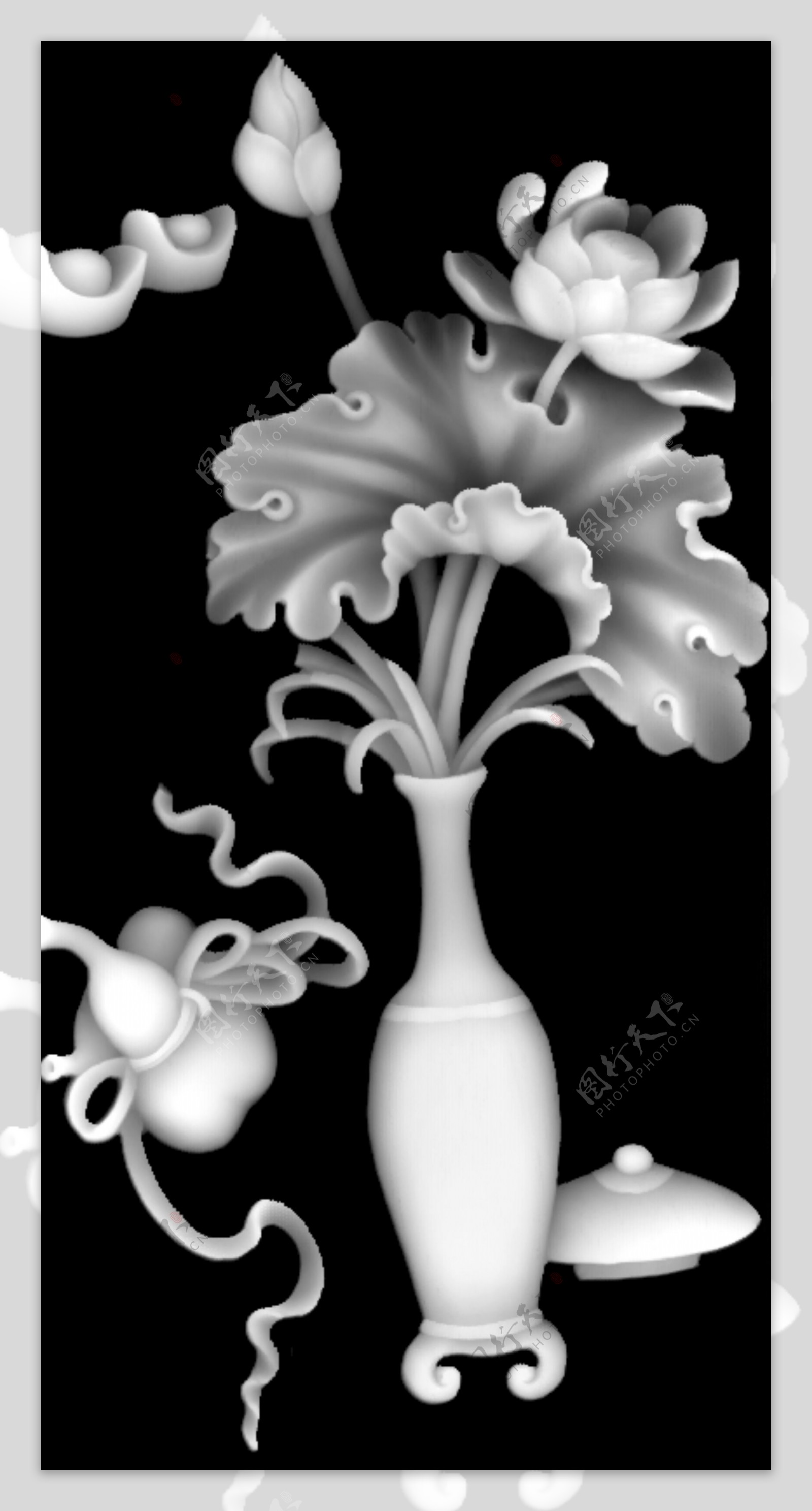 花瓶灰度图图片