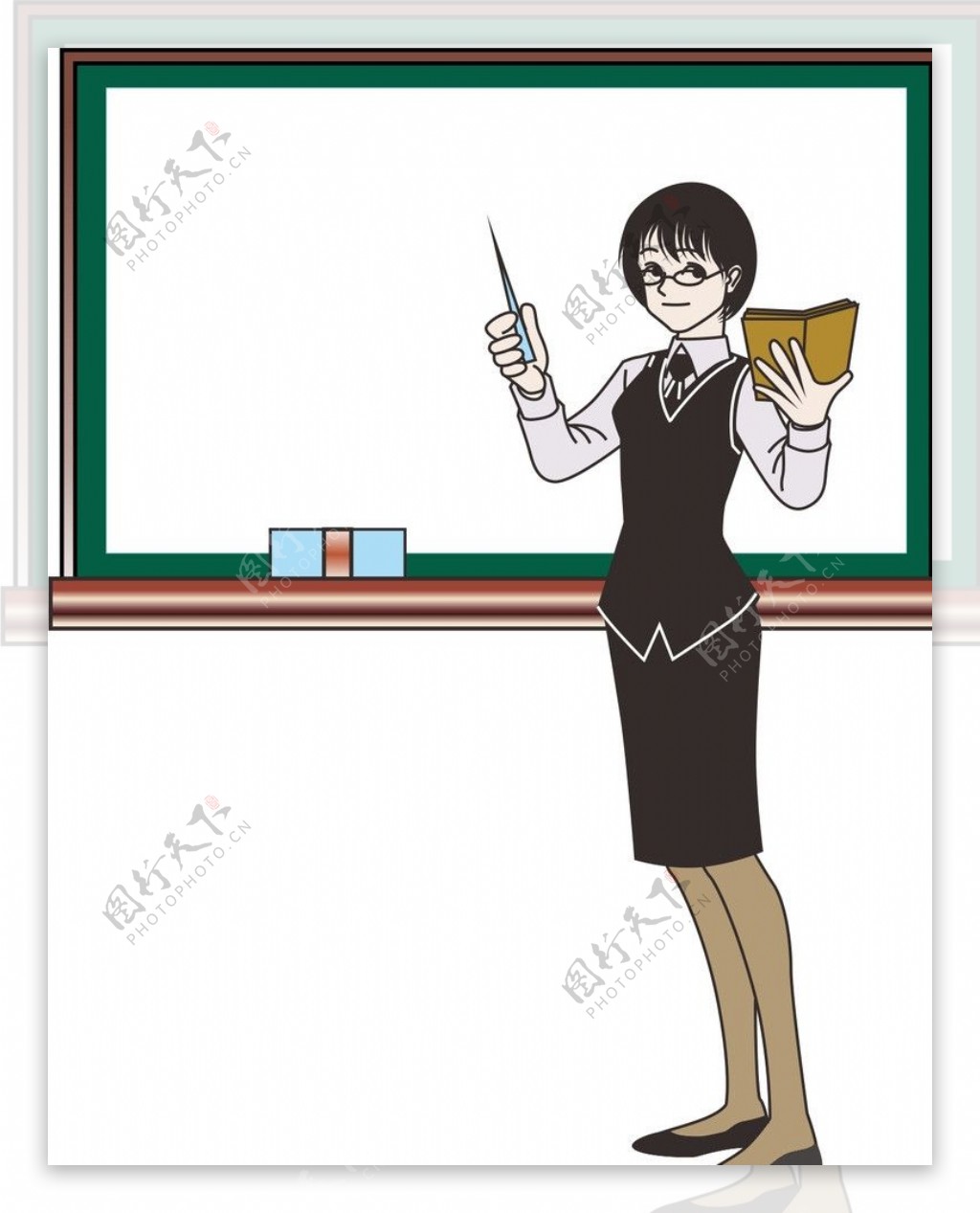 女教師卡通q版PSD圖案素材免費下載，可愛卡通圖片，尺寸2484 × 2000px - Lovepik
