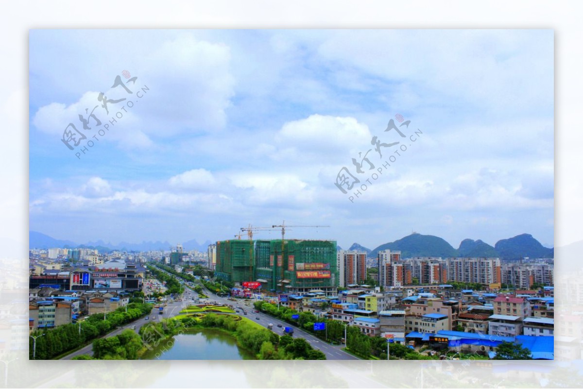 桂林琴潭城区俯瞰图片