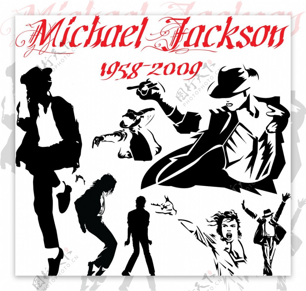 迈克尔杰克逊超酷人物插画矢量素材图片
