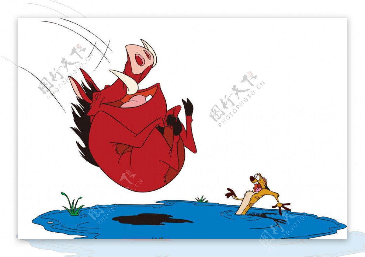 狮子王之野猪澎澎卡通插画图片