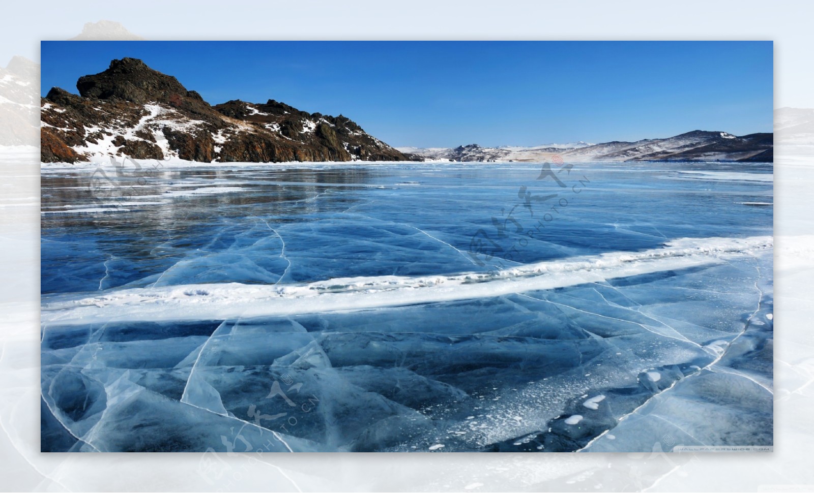 湖面冰层图片