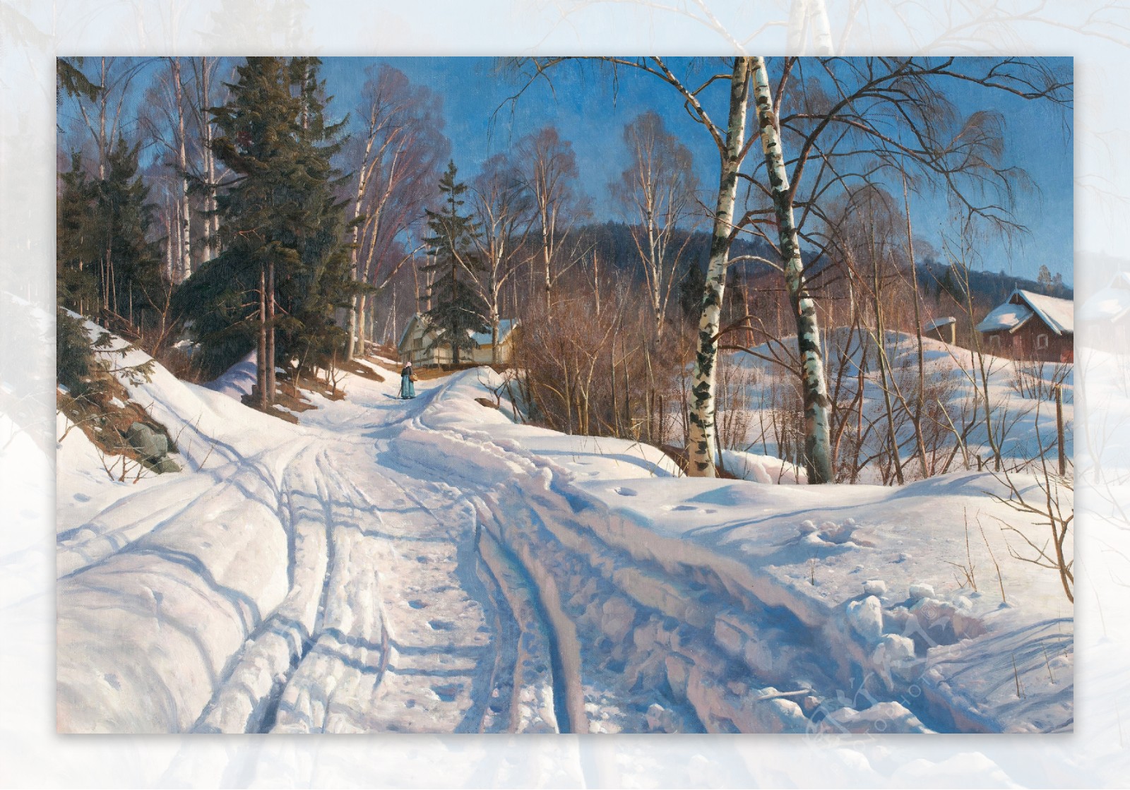 蒙森德风景油画雪景图片