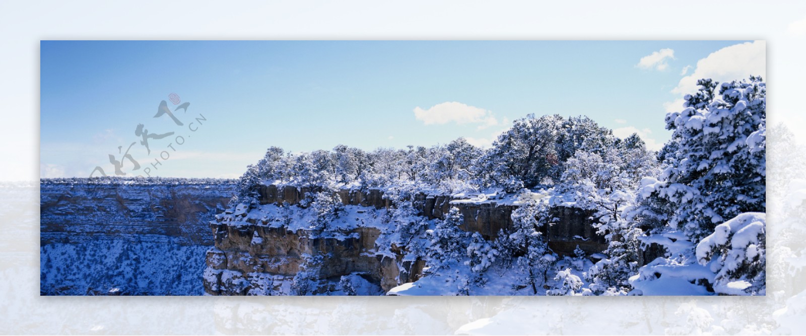 山崖雪景图片