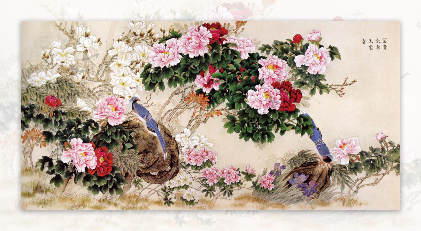 牡丹花鸟墙纸中国图片