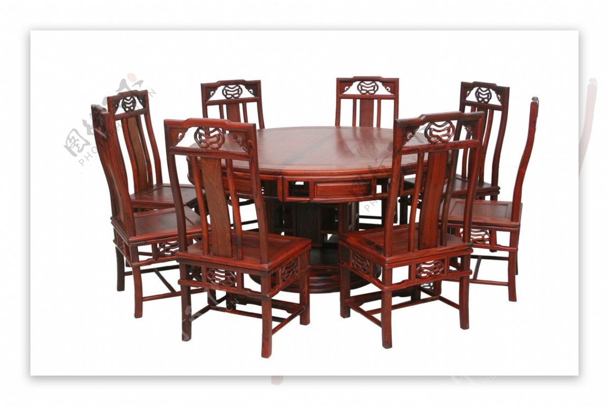 红木家具餐桌九件套图片