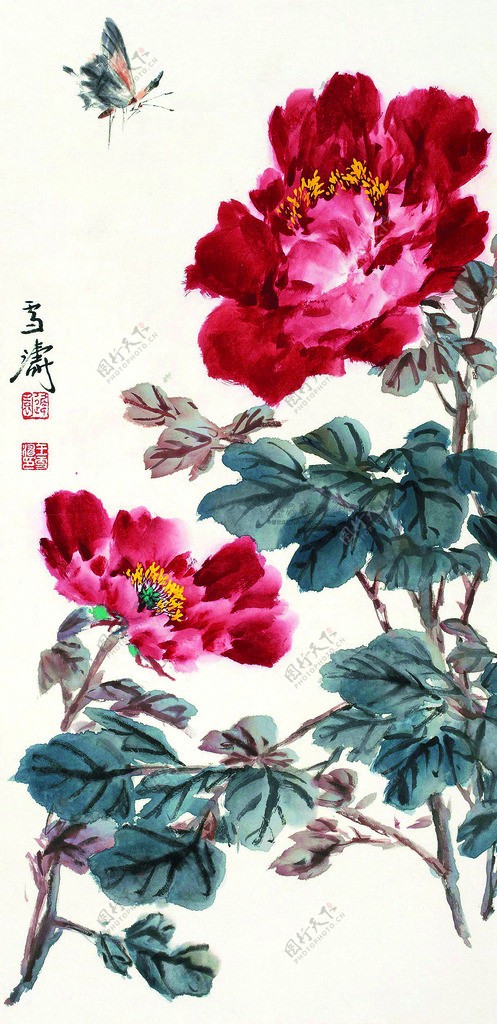 花香蝴舞图片