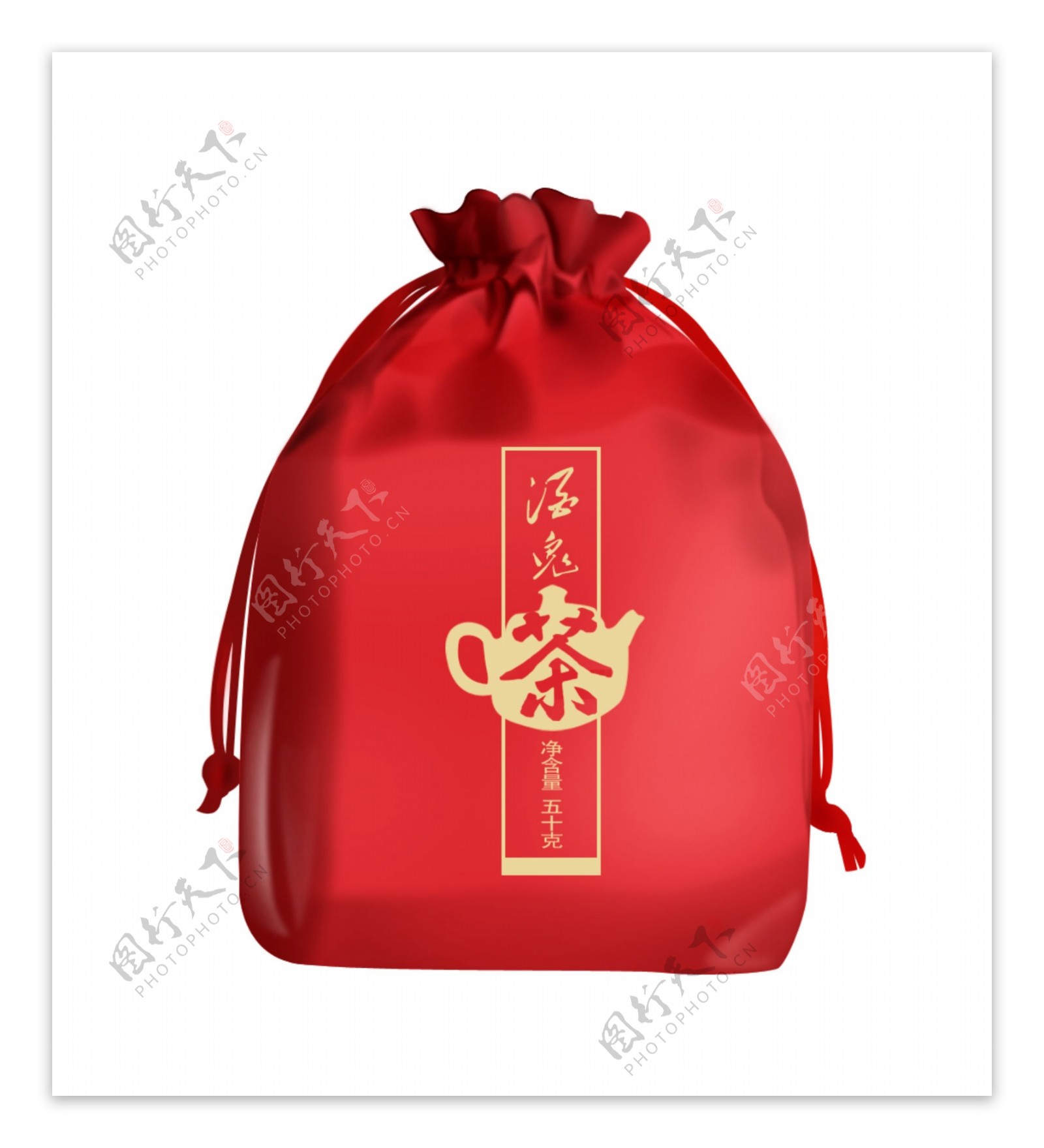 红色布袋茶叶包装袋图片
