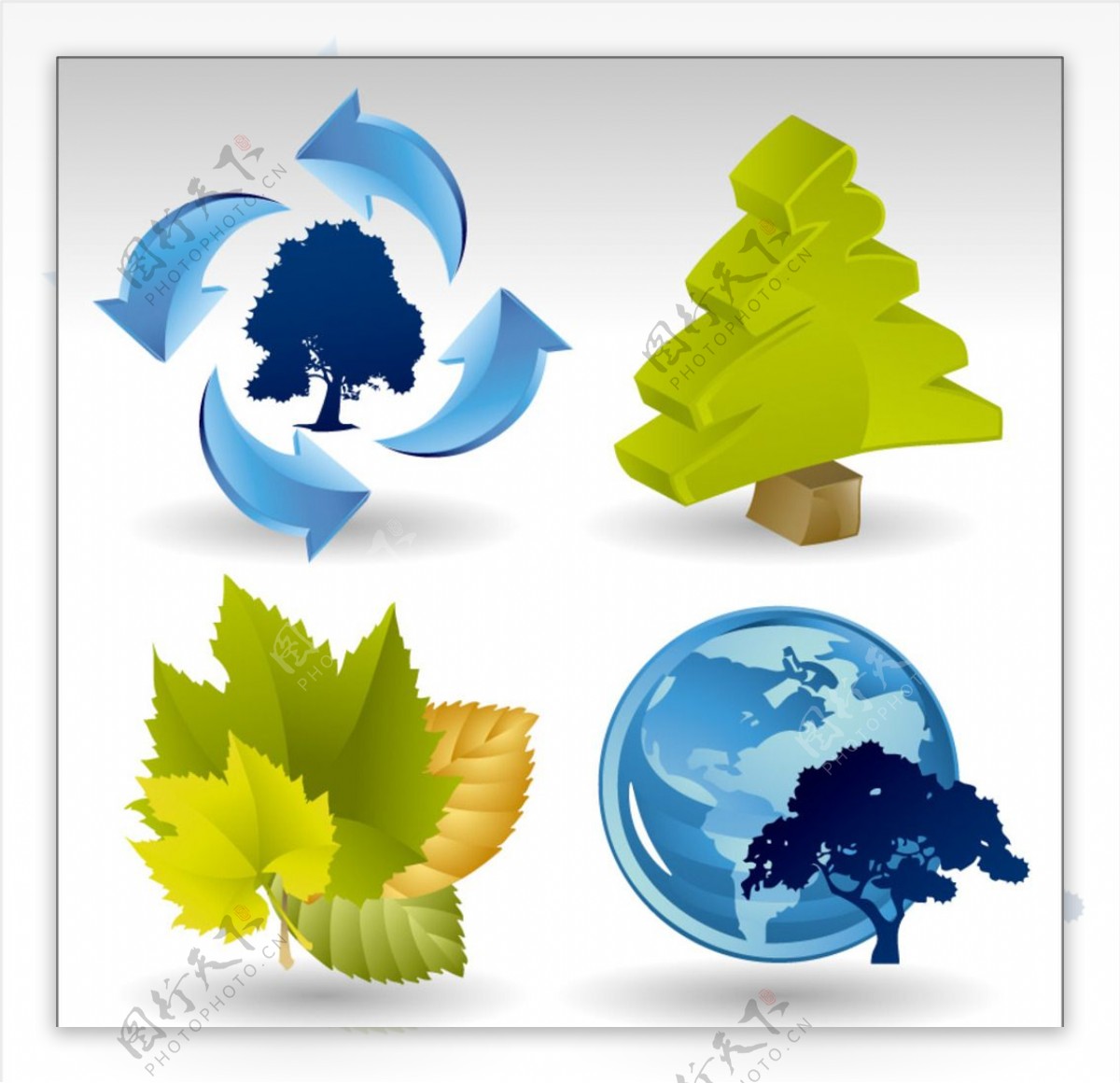 环保图标绿叶树叶地球图片