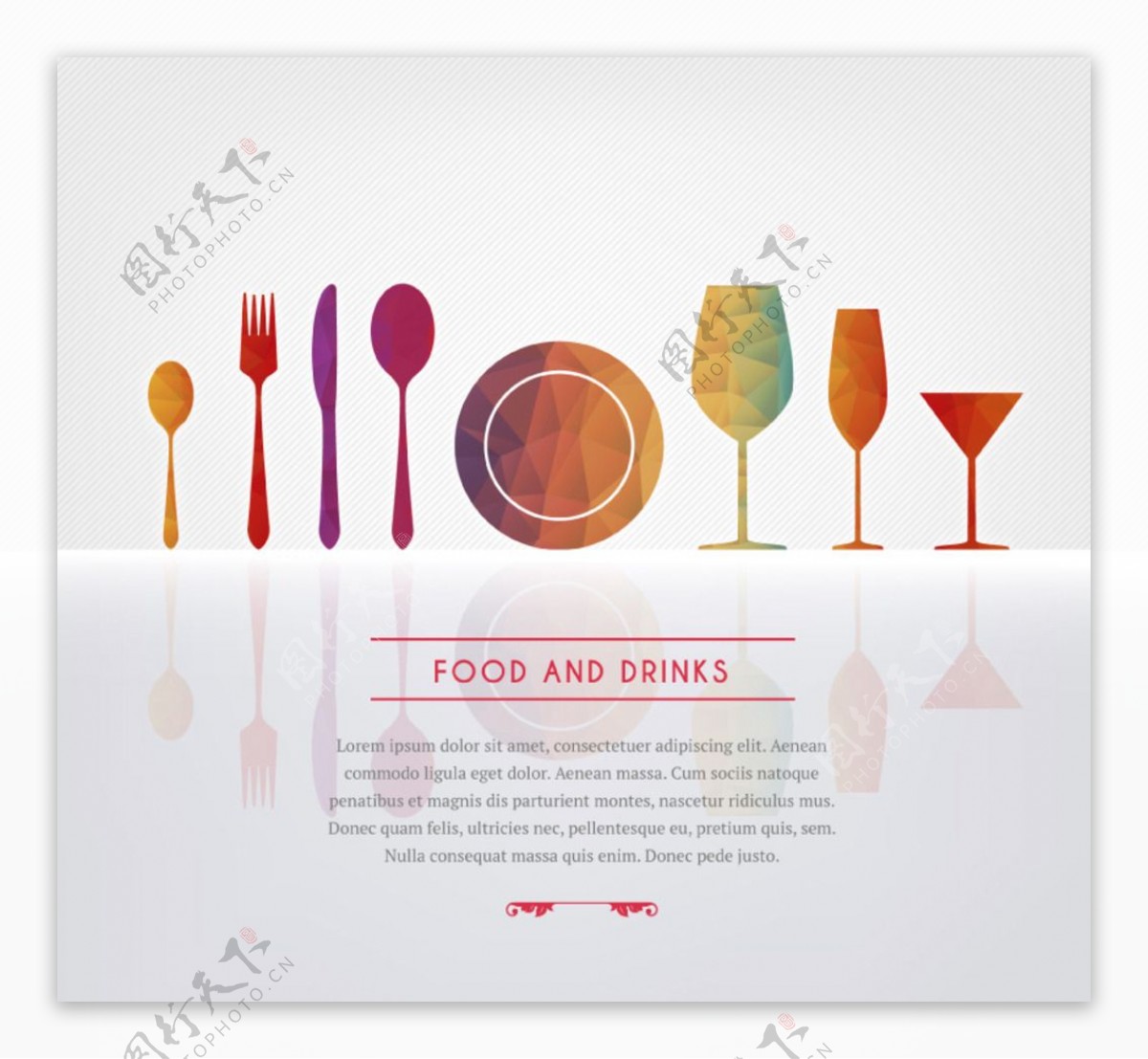 创意几何形餐具菜单图片