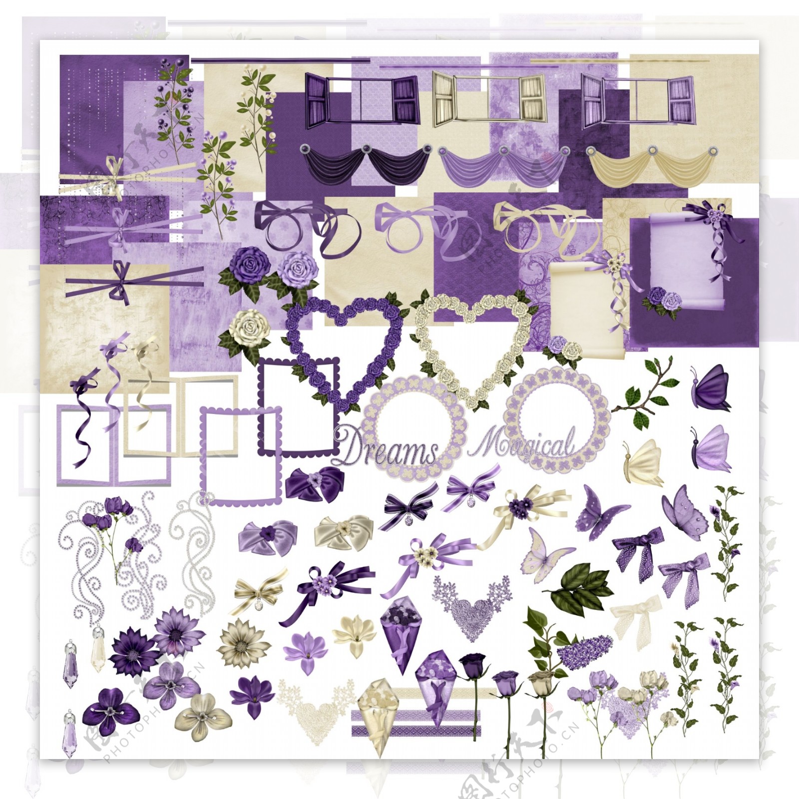 紫色背景花纹边框图片