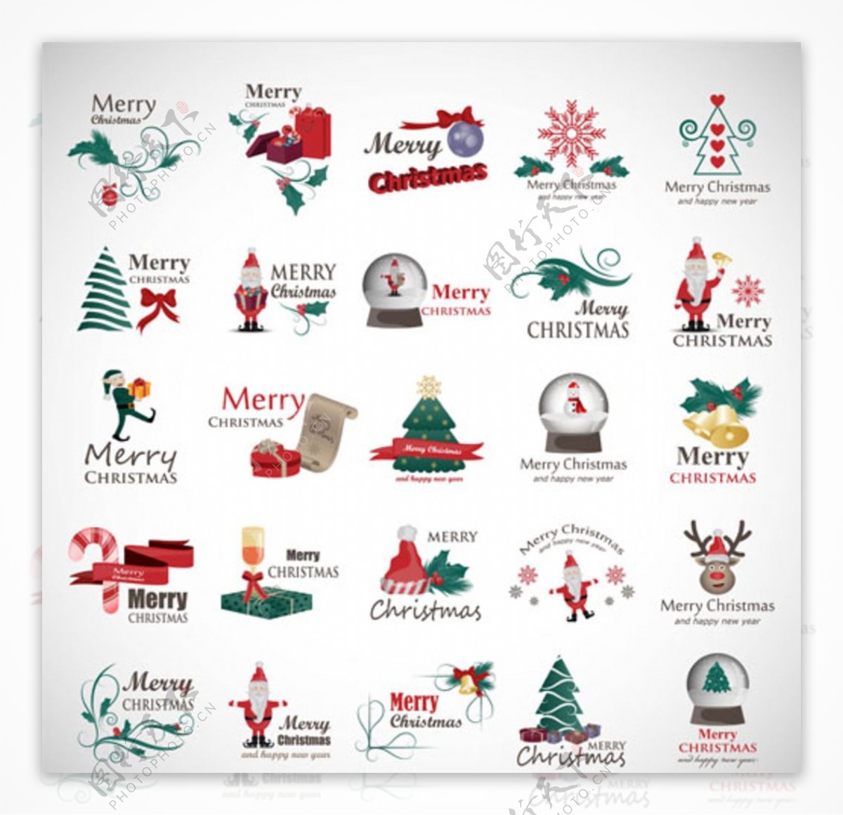 圣诞节图标与创意标志设计图片