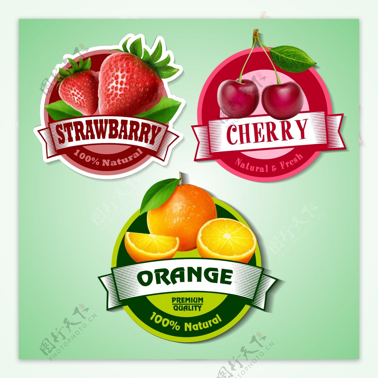 矢量水果标签图片