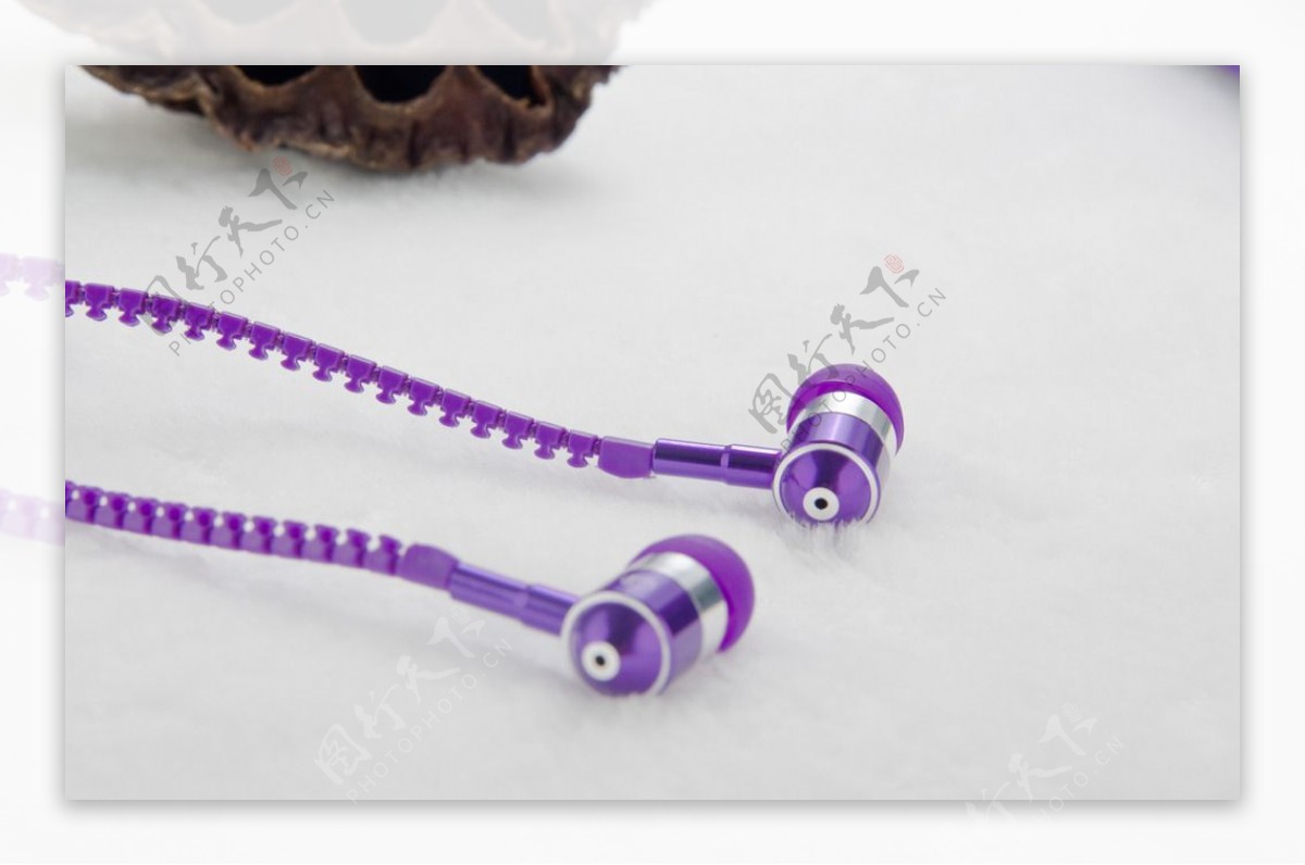 拉链耳机耳机紫色摄影J图片