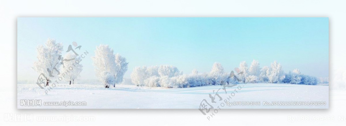冬季雪景全景图图片