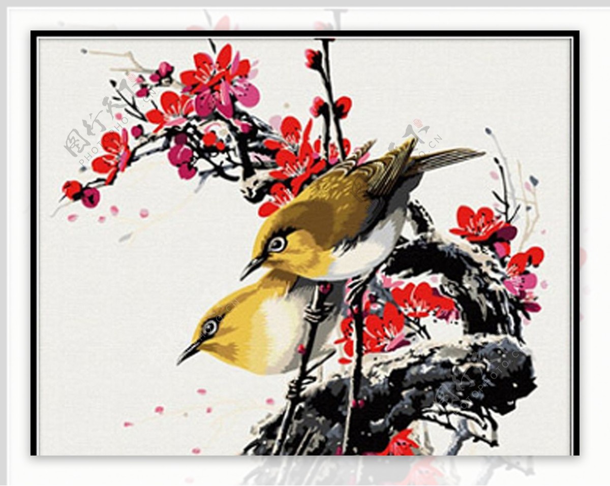 鸟语花香数字油画图片