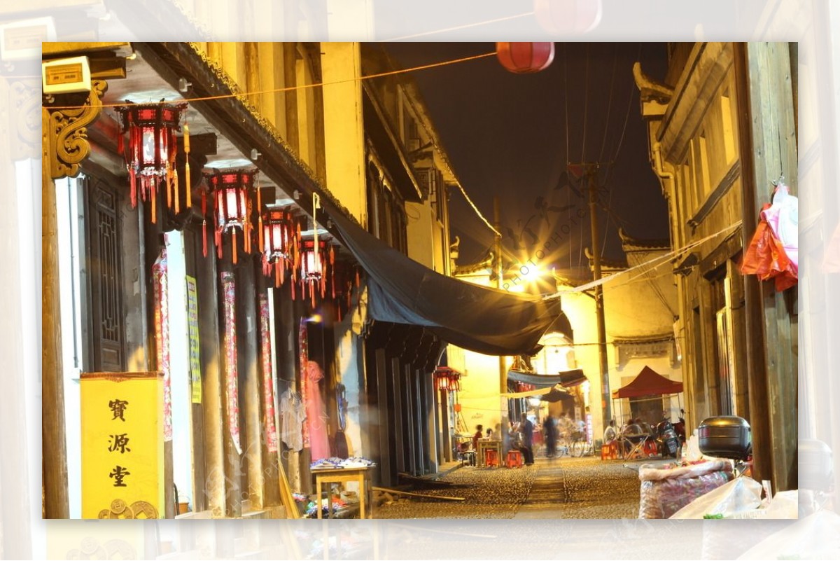 义乌佛堂老街夜景图片