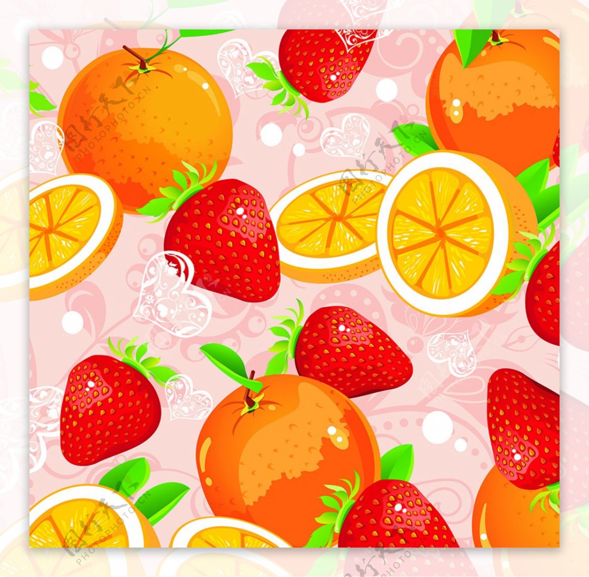 橙子草莓水果匹布图片