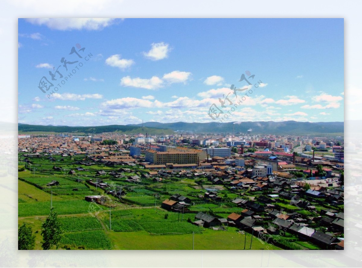 鸟瞰根河市局部图片