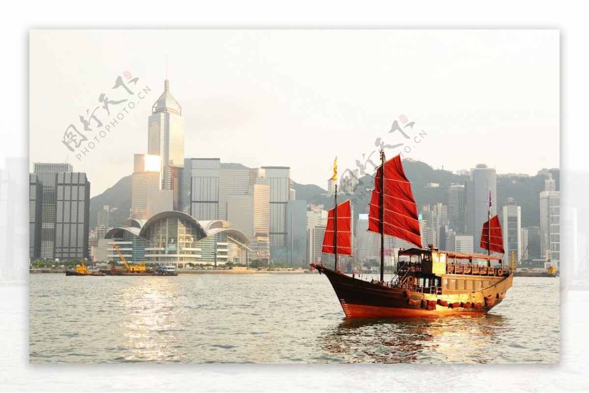 香港维港古船图片
