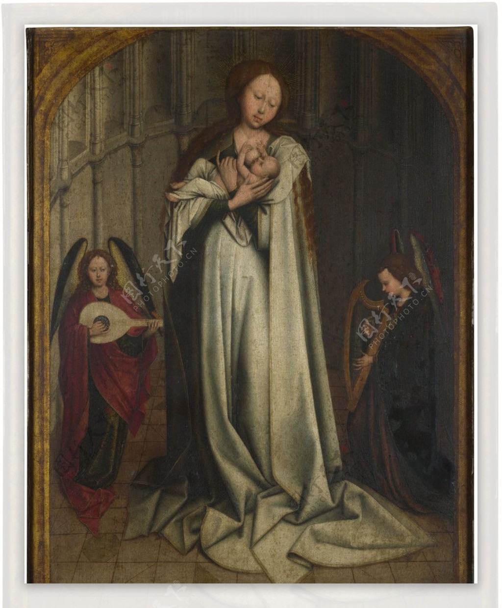 罗伯特圣母圣婴与两个天使图片