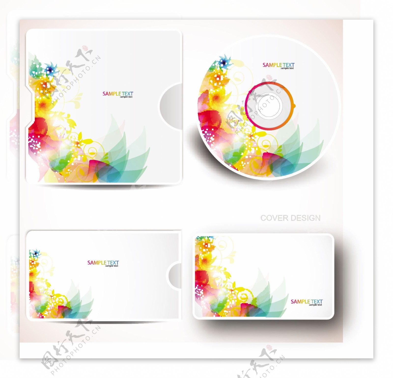 梦幻花纹花朵风车名片卡片cd光盘封面图片