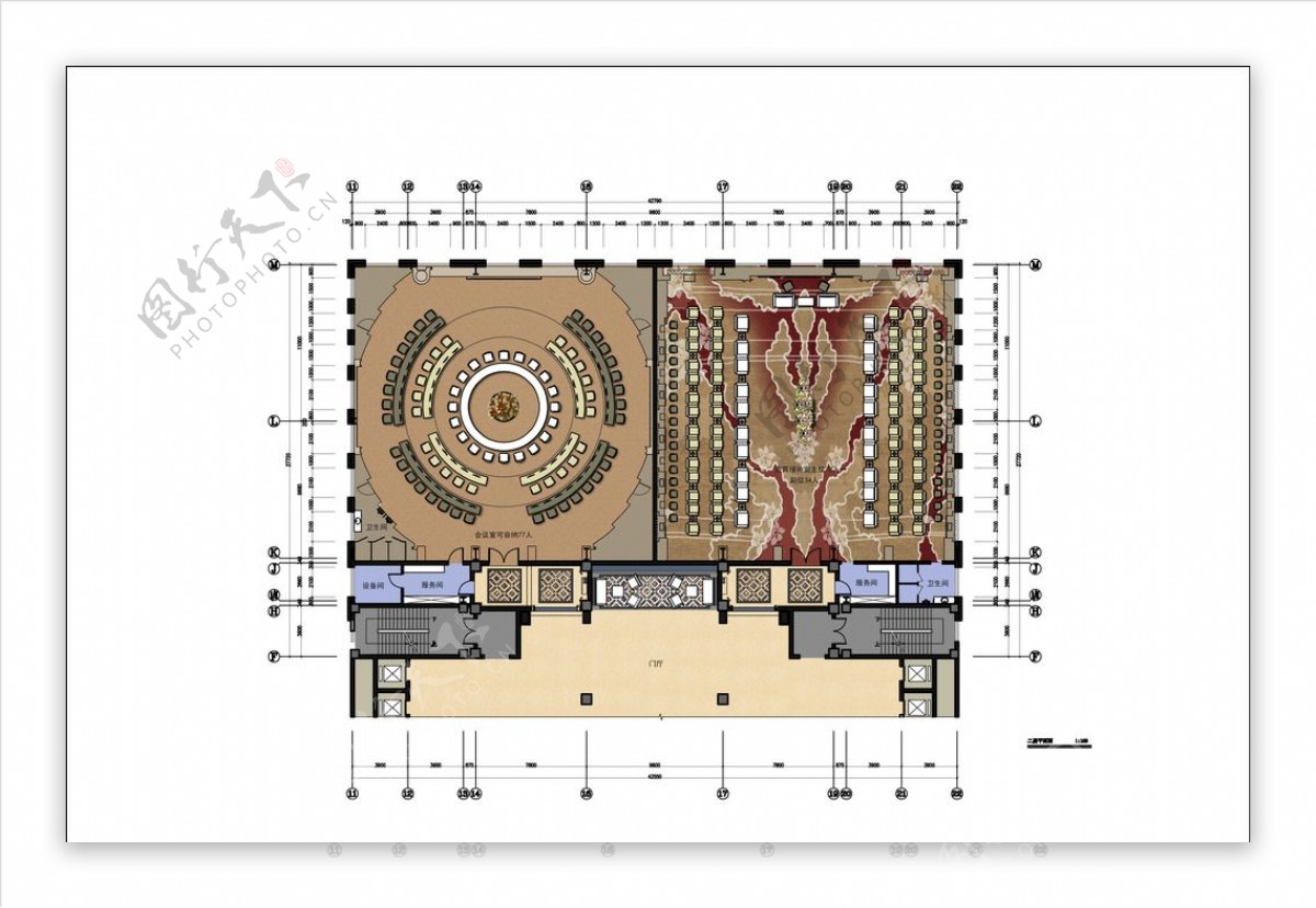 大型会议室接待室平面图片